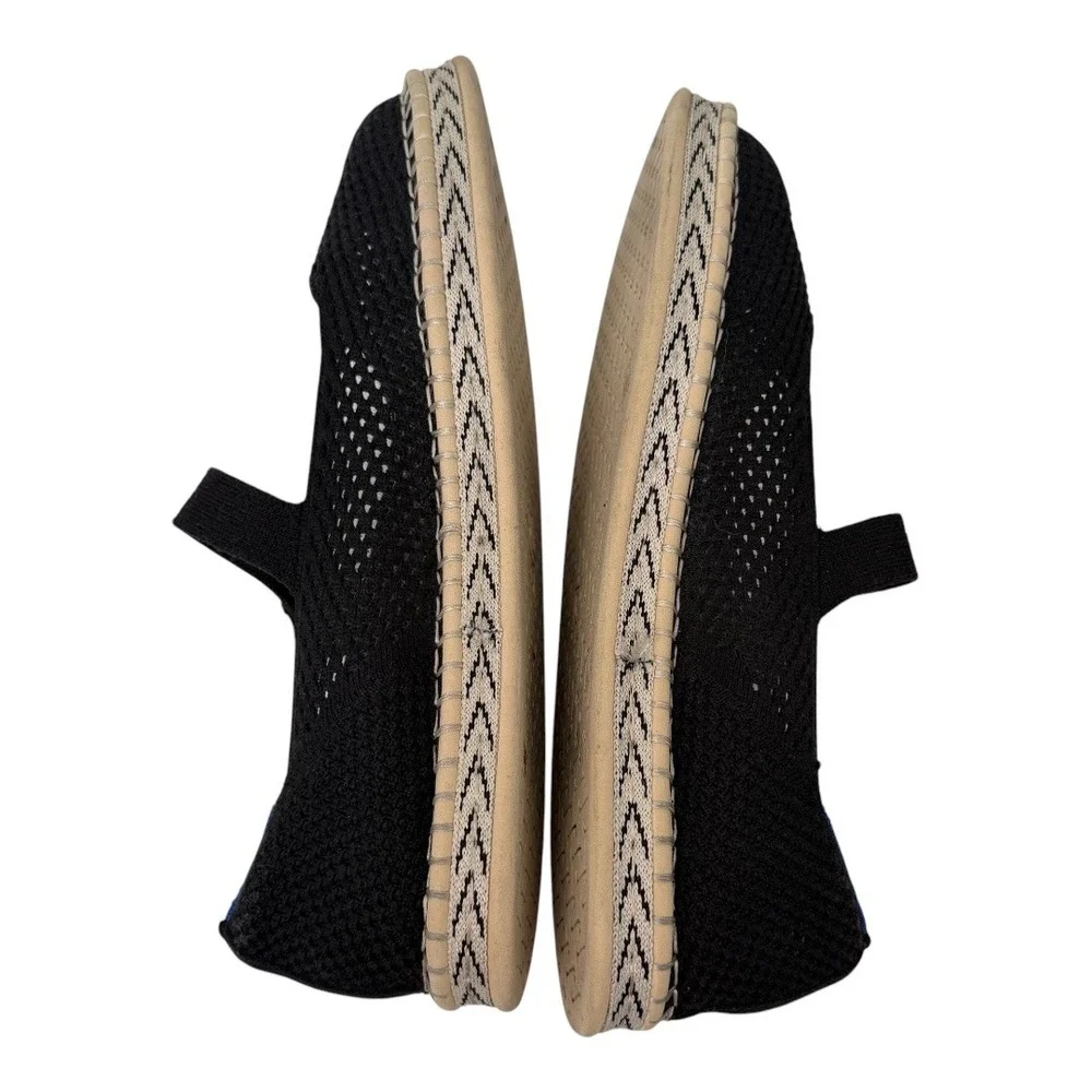 Rothy's The Mary Jane Espadrille Flats Womens 11 (runs small) Black Knit Buckle
